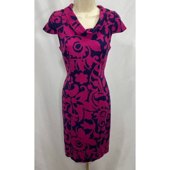 Talbots Women’s Pink & Navy Floral Sheath Dress - Size 4 - Picture 1 of 13